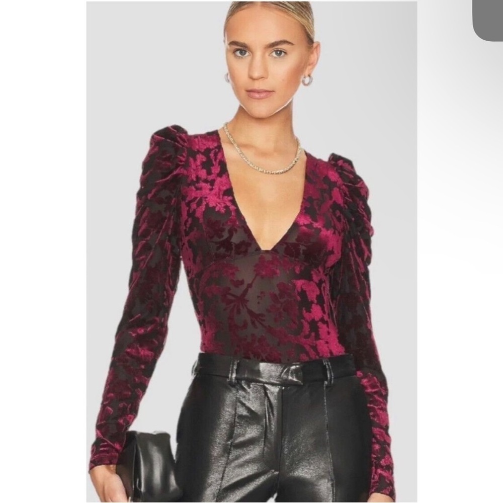 NWT Sexy Velvet Floral Top - Burgundy Small​​​